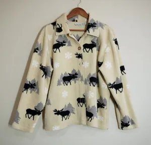 Vintage Cabin Creek Moose Fleece Jacket Women's Size Large Cabincore Rustic thumbnail 1