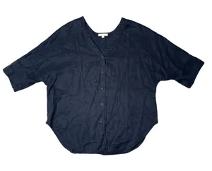 VETTA Capsule Button Down Top Women XS Black Excellent Tencel Dolman Sleeve thumbnail 1