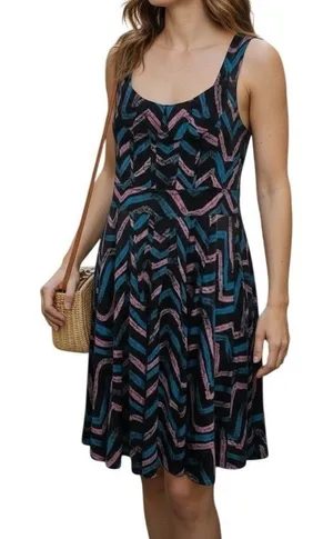 MARC BY MARC JACOBS Pink Blue Chevron Zigzag Fit and Flare Dress‎ NWOT Small thumbnail 1