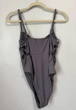 NWOT Shade & Shore Gray One Piece Bikini Swim Suit Size Large thumbnail 7