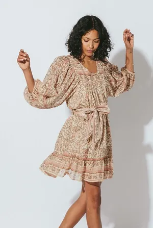 Cleobella Vivian Floral Organic Cotton Mini Blouson Dress Large Boho Cottagecore thumbnail 1