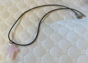 Pink Cross Pendant Necklace thumbnail 1