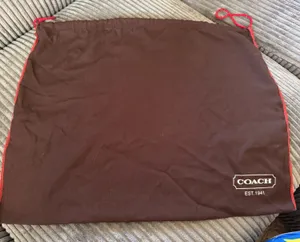 Coach Storage Drawstring Dust Bag Travel Purse Cotton Brown Dustbag Logo 19 X 15 thumbnail 1
