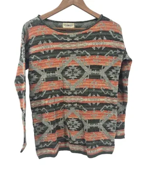 Denim & Supply Ralph Lauren Sweater Womens S Southwestern Aztec Orange EUC thumbnail 1