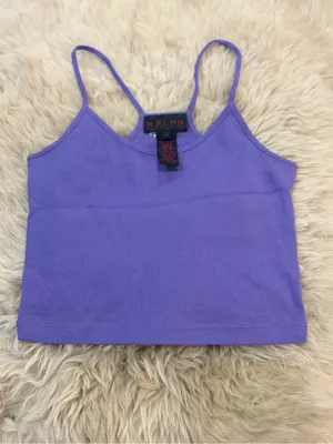 Vintage 90s Ralph Lauren Baby Tank Top Y2K Lilac Purple Cotton Crop Size S thumbnail 3