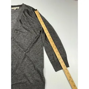 LOFT Gray Long Button Front Cardigan Sweater Classic Layering Essential L‎ thumbnail 5