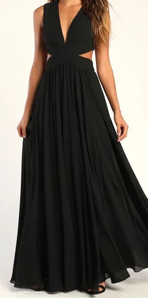 NWT Lulus Size Medium Melora Black Sleeveless Maxi Dress Formal Special Event thumbnail 1