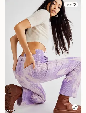 Free People Reese Pitched Straight Cord Jeans in Moonlit Orchid BNWTS thumbnail 6