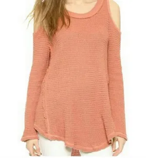 Free People Coral Off-the-Shoulder Sweater thumbnail 1
