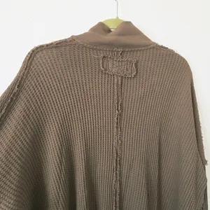 We The Free Free People Travis Tunic Polo Top Waffle Knit Thermal Green Oversized Lounge M thumbnail 9