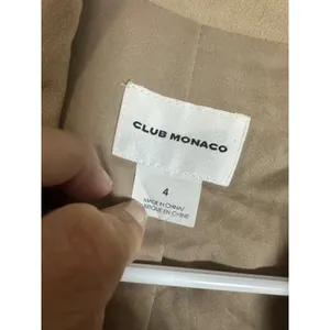 Club Monaco Womens Tan Cotton Silk Utility Safari‎ Blazer Jacket Gold Buttons 4 thumbnail 4