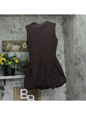 NWT Aqua Womens Ponte Mock Neck Bubble Mini Dress YCGD5097 Brown S thumbnail 3
