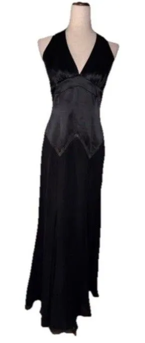 BCBG MaxAzria BCBG Paris Black Silk Halter Gown Sz 6 NWT Prom Wedding Gala Sexy thumbnail 1