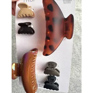 New‎ Time And Tru Hair Claw Clip Lot of 2 Sets Lg Sm Brown Beige Black Classic thumbnail 7