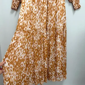 NWT Anthropologie Odetta Ruffled V Neck Maxi Dress Leopard Orange Size XS thumbnail 6
