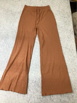 Billabong Essentials Ribbed Wide Leg Pants Orange Terracotta Drawst Small NWOT thumbnail 1