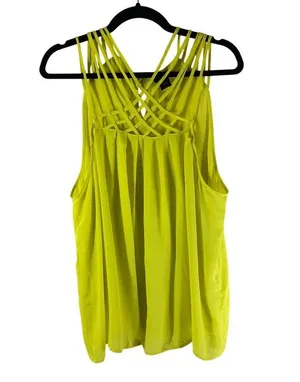 Torrid Womens Cami Tank Top Strappy Pleated Neon Yellow 1X thumbnail 1