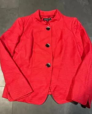Jones New York Red Ribbed Jacket Blazer Chic Button-Front Outerwear B-340‎ thumbnail 1