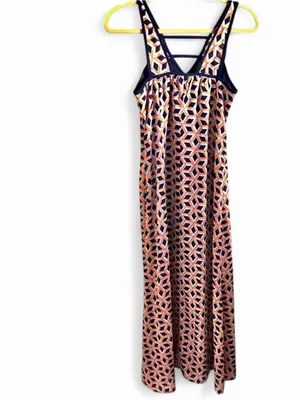 Altar'd State Orange & Navy Geometric Print Sleeveless Maxi Dress thumbnail 7
