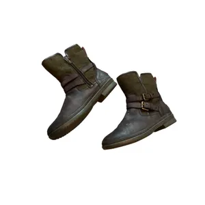 UGG Australia Brown Leather Olive Green Wool Buckle Moto Boots Womens 9.5 thumbnail 4