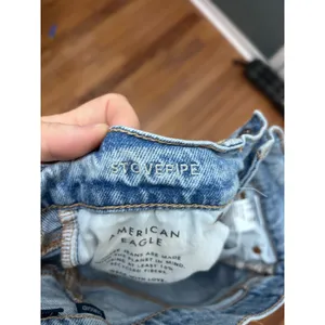 American Eagle Stovepipe Distressed Straight Leg Jeans Light Wash Blue 00 Short thumbnail 5