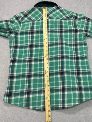 Orvis Flannel Fleece Lined Shirt Jacket Size Small Green Plaid thumbnail 7