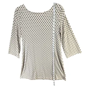 Grayson Polka Dot Tunic Top Womens S Cream‎ Black 3/4 Sleeve Stretch Minimalist thumbnail 8