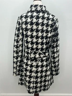 Yoki Collection Women’s Black White Houndstooth Trench Coat Jacket Size Small thumbnail 7