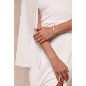 NWT Lulus Majestic Attitude White Cape Sleeve One-Shoulder Maxi Dress Wedding S thumbnail 9