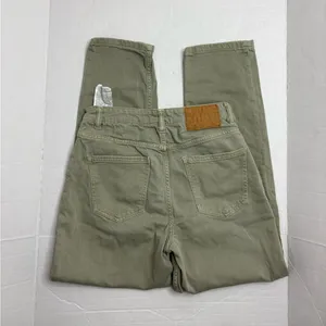 Zara Sage Green High Waisted Tapered Mom Jeans thumbnail 4