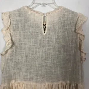 Umgee Womens Top Large Cotton Animal Print Gauzy Ruffle Hem Cottagecore Relaxed thumbnail 7