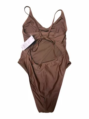 Wild Fable Brown Cutout Back One Piece Swimsuit NWT Size Small 4-6 thumbnail 6