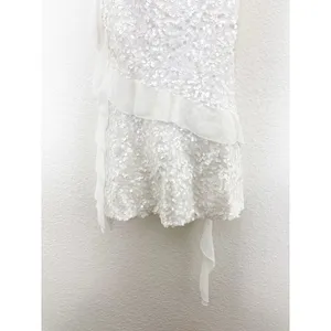Zara White Sequin Ruffle Slip Mini Dress Size XS Bridal Cocktail 8306/732 thumbnail 10