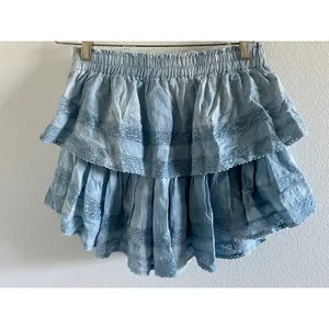 LoveShackFancy Pacific Indigo Hand Dye Ruffle Mini Skirt Blue S thumbnail 11