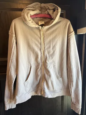We The Free Light Gray Zip-Up Hoodie with Pink Hood Trim minimal indie size L thumbnail 1