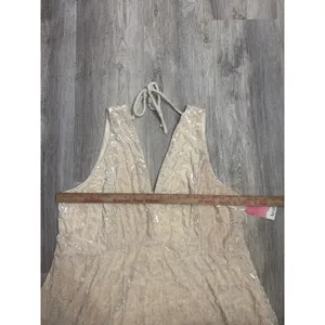 Arula Ivory Crushed Velvet V-Neck Lace Up Back Mini Dress Plus Size 3X NEW thumbnail 6