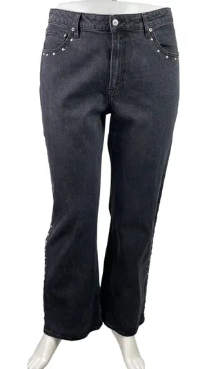 Abercrombie & Fitch The 90s Relaxed High Rise Black Straight Denim Jeans Size 33 thumbnail 1