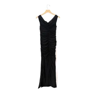 Lulus Scotia Black Mesh Ruched Off-the-Shoulder Maxi Dress size Large NWT thumbnail 4