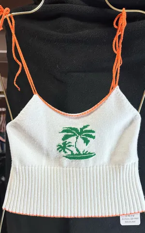 Boutique White knit tie strap tank top thumbnail 1