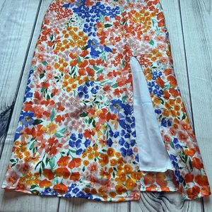 Lulus Bold Presence Orange Multicolor Floral Satin Halter Midi Dress thumbnail 10