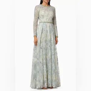 NWT Mac Duggal Long Sleeve Embellished Mesh Gown in Platinum 12460 Sz 8 Wedding thumbnail 4