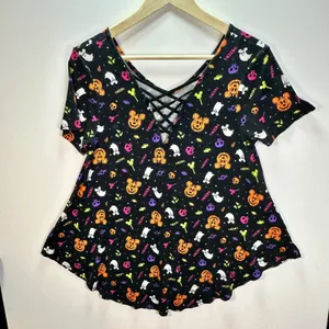 Disney Parks Halloween Mickey Jack O Lantern Lattice Back Top Small Black thumbnail 7