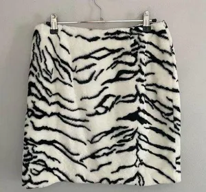 Vintage 90's y2k Fuzzy White Tiger Zebra Mini Skirt thumbnail 1