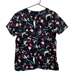 Dr. Seuss Cat in the Hat Superstar! Black Scrub Top MED Character Peds thumbnail 3