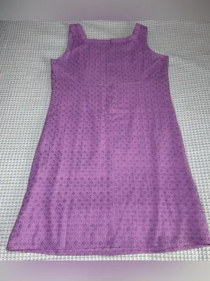 Fresh Produce Dress XL Cotton Eyelet Square Neck Tank Beach Cottage Core Purple thumbnail 8