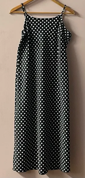 A New Day Black Polka Dot Slip Midi Dress EUC Size S thumbnail 1