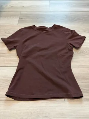 Quince Stretch Cotton Jersey Cropped Fitted T-Shirt - Cocoa thumbnail 4