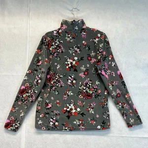 VERA BRADLEY Jacket Women's Small Gray Pink Floral Sporty Fleece‎ Pullover Cozy thumbnail 13