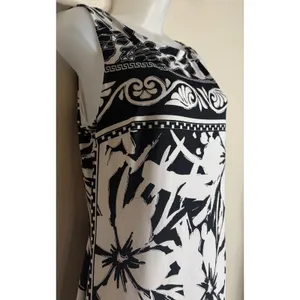 Cache Womens 12 Sheath Dress Black White Floral Scroll Sleeveless Boat Neck Chic thumbnail 6