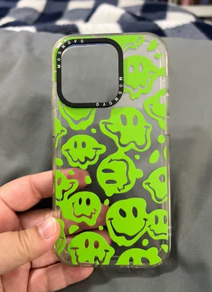 Mosnovo iPhone 14 Pro phone case lime green smiley faces thumbnail 1